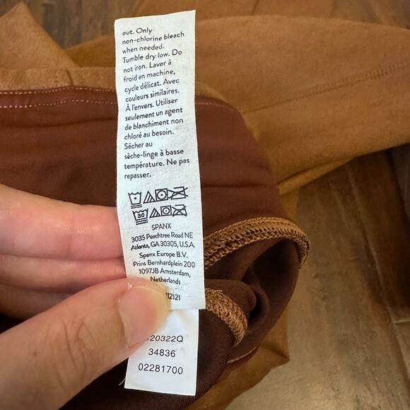 SPANX Faux Suede Legging Caramel Brown HR Ankle Shapewear Pants - Picture 11 of 12